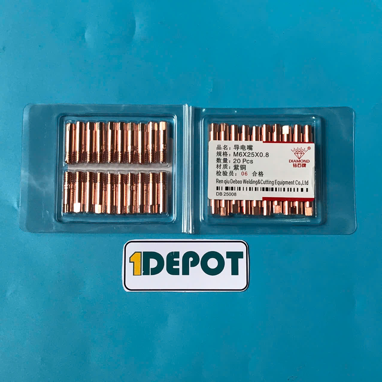 Béc hàn M6*25*0.8mm, chất liệu hợp kim đồng ( 20 cái/ hộp)