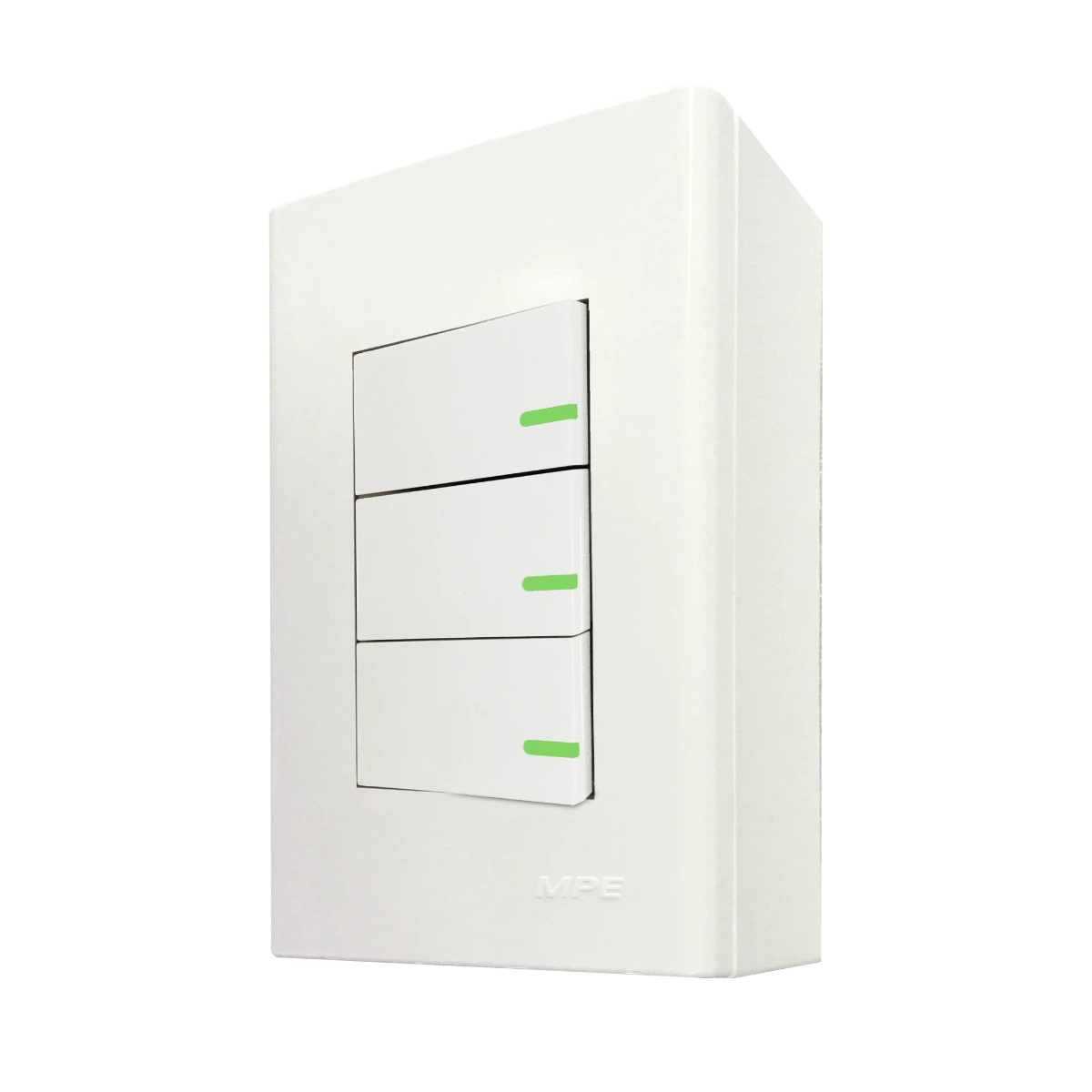 Bộ 3 công tắc đơn nhựa MPE A60B13V, đế nổi vặn vít, kích thước 120x70x44mm