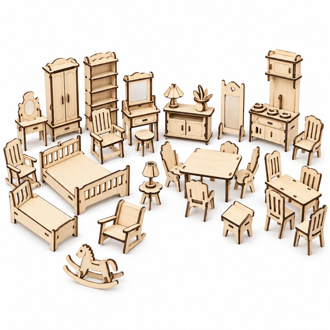 Bộ phụ kiện/mô hình nhà búp bê DIY 34 chi tiết