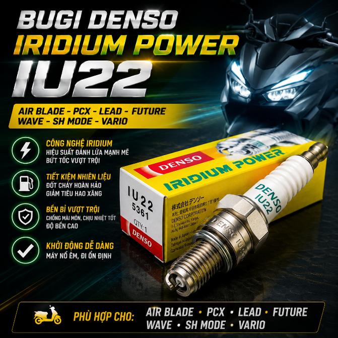 Bugi Denso IU22 Air Blade, PCX, Lead, Future, Wave, SH Mode, Vario 020020