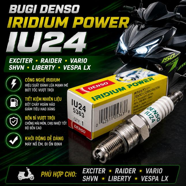 Bugi Denso IU24 Exciter, Raider, Vario, SHVN, Liberty, Vespa LX 020021