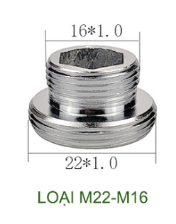Đầu chuyển đổi ren ngoài inox 304, M22-M16