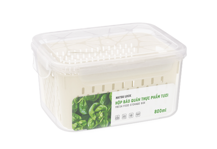 Hộp nhựa PP đựng thực phẩm Duy Tân, kích thước 16x11x9cm, 800ml, màu kem