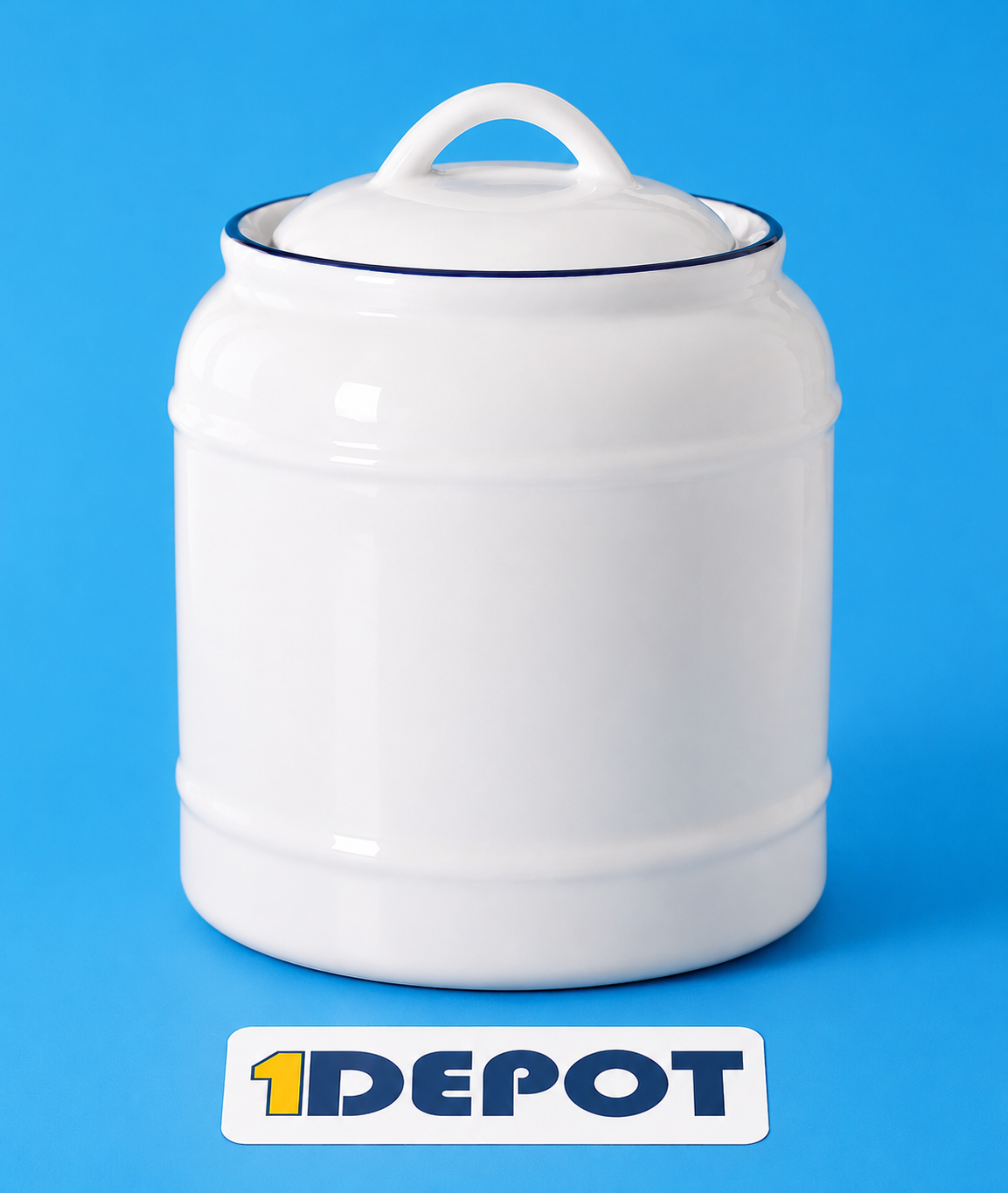 Hũ đựng nhà bếp bằng sứ có nắp, kích thước 13x17cm, dung tích ~1000ml, màu trắng