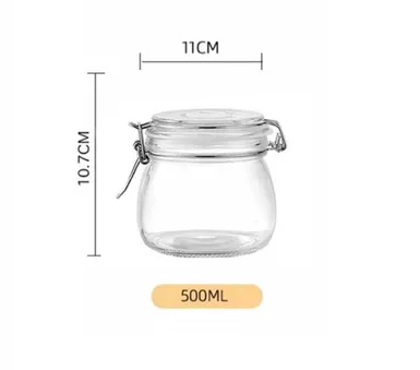Hũ thủy tinh tròn nắp cài  500ml, 10.7 x 11cm