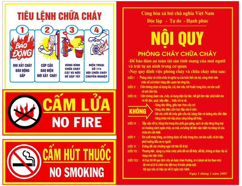 Bộ Nội Quy, Tiêu Lệnh PCCC – Biển Báo, Hướng Dẫn Phòng Cháy Chữa Cháy | 1Depot