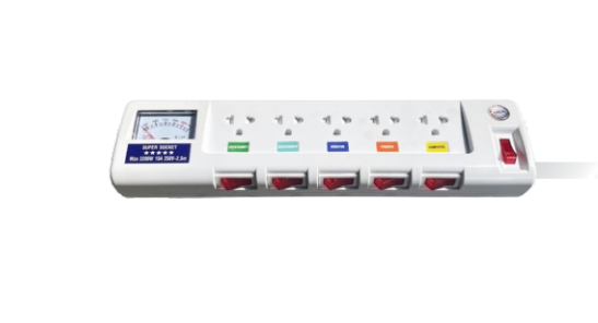Ổ cắm công suất cao 3300W , đồng hồ báo (V) dài 2.5m - 5OFSSV2.5-2
