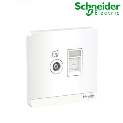 Bộ ổ cắm TV và bộ ổ cắm mạng cat5e Schneider E8332TVRJS5_WE, màu trắng