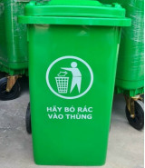 Thùng rác 120L nhựa HDPE 2 bánh xe, màu trắng