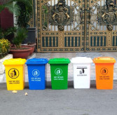 Thùng rác 60L nhựa PP/HDPE có bánh xe màu xanh lá