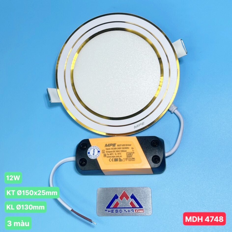 Đèn LED Panel Âm Trần Tròn 12W MPE RPL-12S/3C/G – 3 Chế Độ Màu, Khoét Lỗ Ø130mm