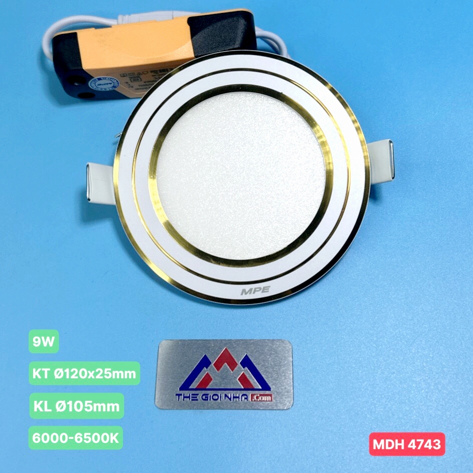 Đèn LED Panel Âm Trần Tròn 9W MPE RPL-9ST/G – Ánh Sáng Trắng, Khoét Lỗ Ø105mm