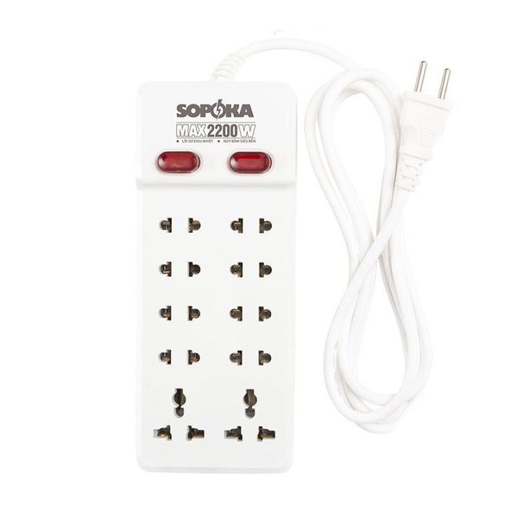 Ổ cắm 10 cửa chịu nhiệt Sopoka 10Y6, dây dài 6m
