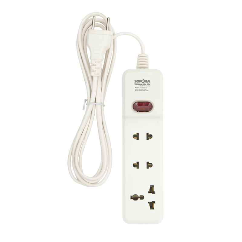 Ổ cắm lõi sứ chống cháy Sopoka 3M2-5, dây 4.5m