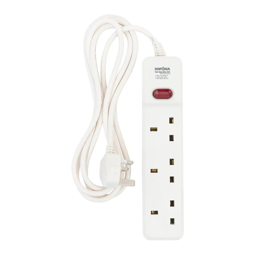 Ổ cắm tiêu chuẩn Anh Quốc Sopoka 3E1-5, dây dài 5m