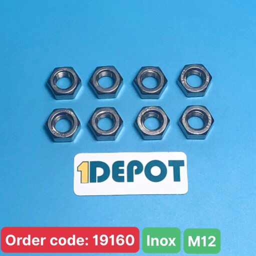 Đai ốc (con tán) đầu lục giác M12 inox 304