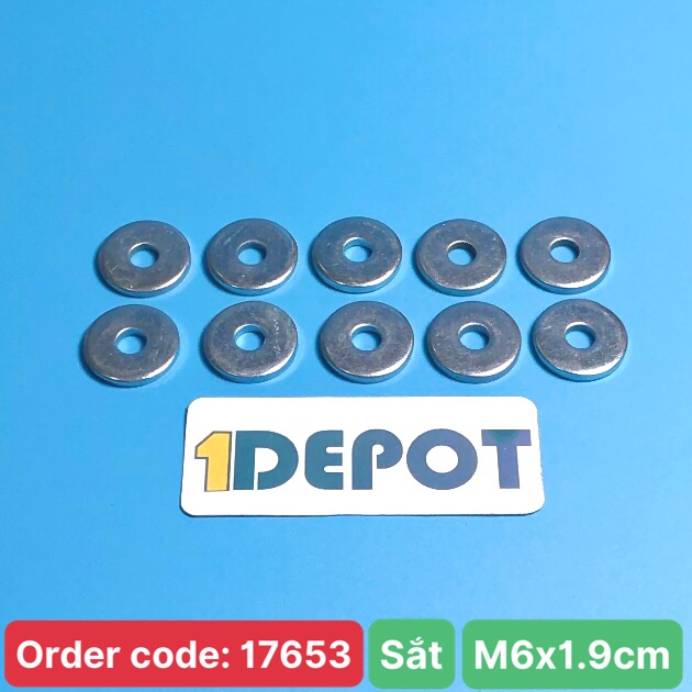 Vòng đệm phẳng sắt loại dày 6F, 6x1.9cm