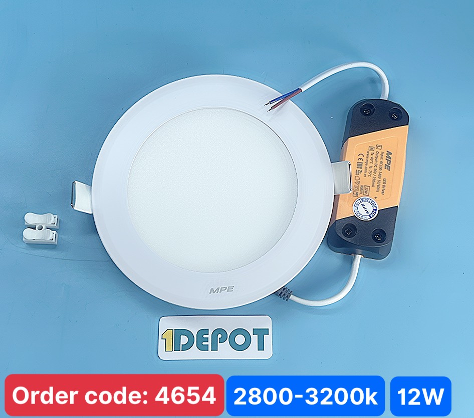 Đèn LED Panel Âm Trần Tròn 12W MPE RPL-12SV – Ánh Sáng Vàng, Khoét Lỗ Ø150mm