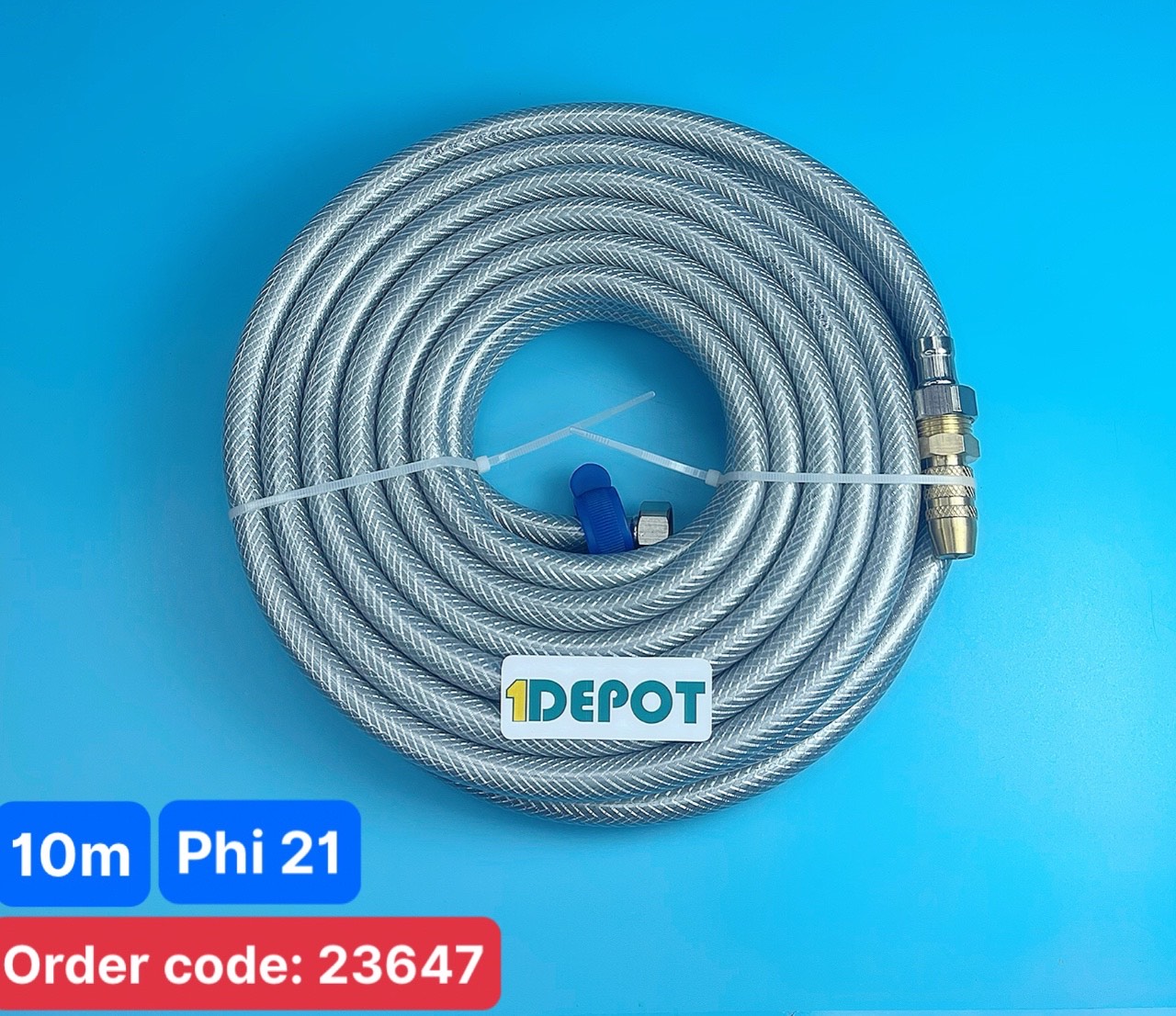 Dây xịt tưới đa năng dài 10m, 2 đầu ren phi 21