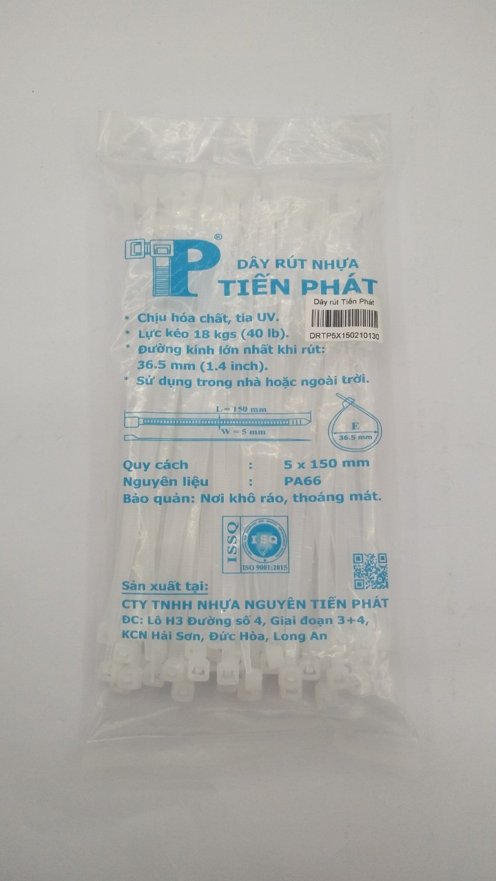 Dây rút nhựa màu trắng 5x300mm Tiến Phát (100 sợi/ gói)