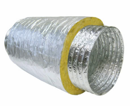 Ống gió mềm bảo ôn bông thủy tinh - cách nhiệt HVAC,  8m/cuộn