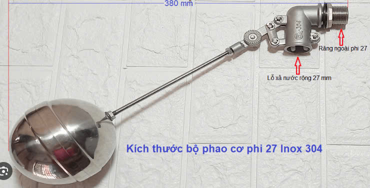 Phao cơ inox 304 phi 27 (DN20 – 3/4”)