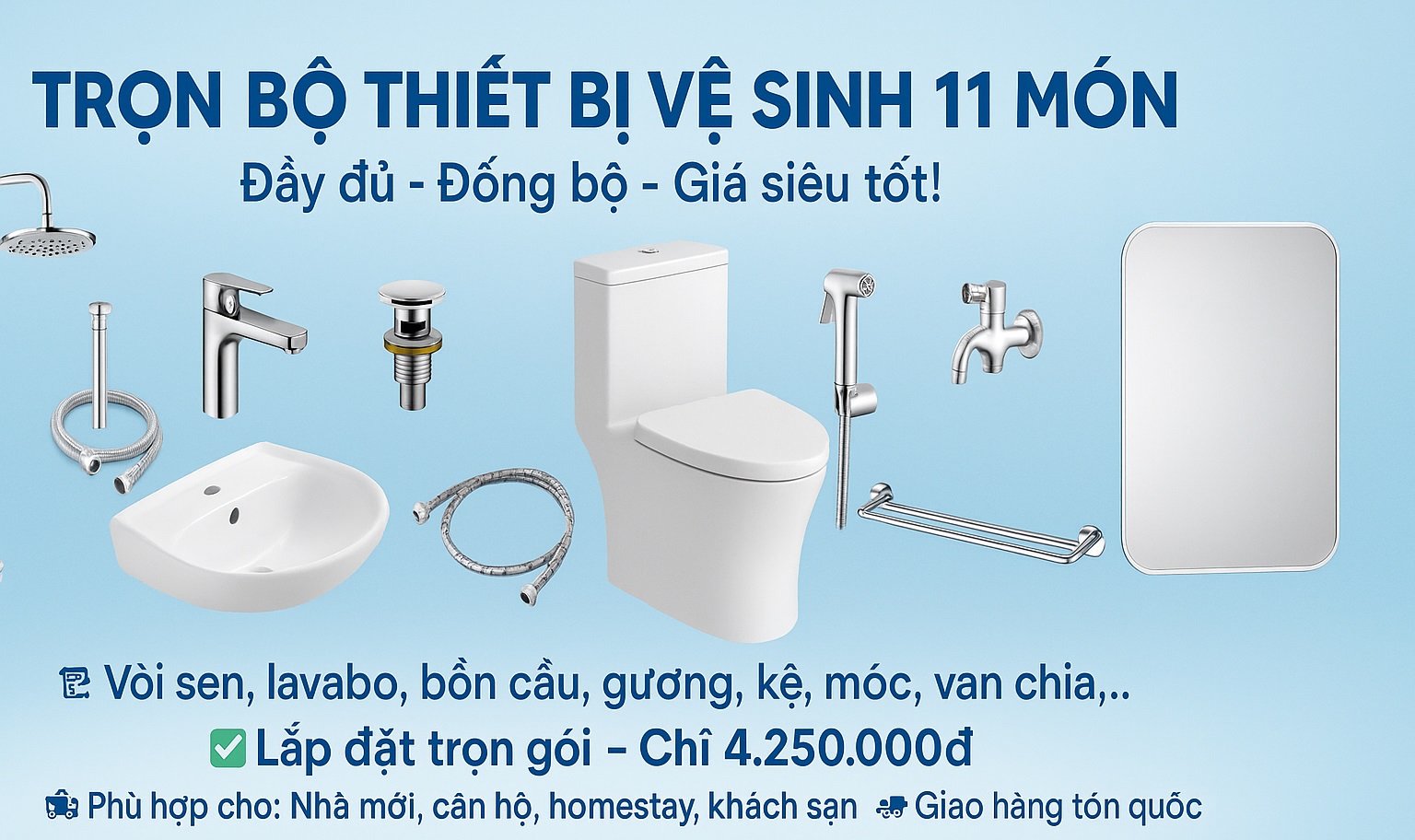 💰 Tiết Kiệm Hết Cỡ – Combo Thiết Bị Vệ Sinh Trọn Gói Chỉ 4.250.000đ! 💰