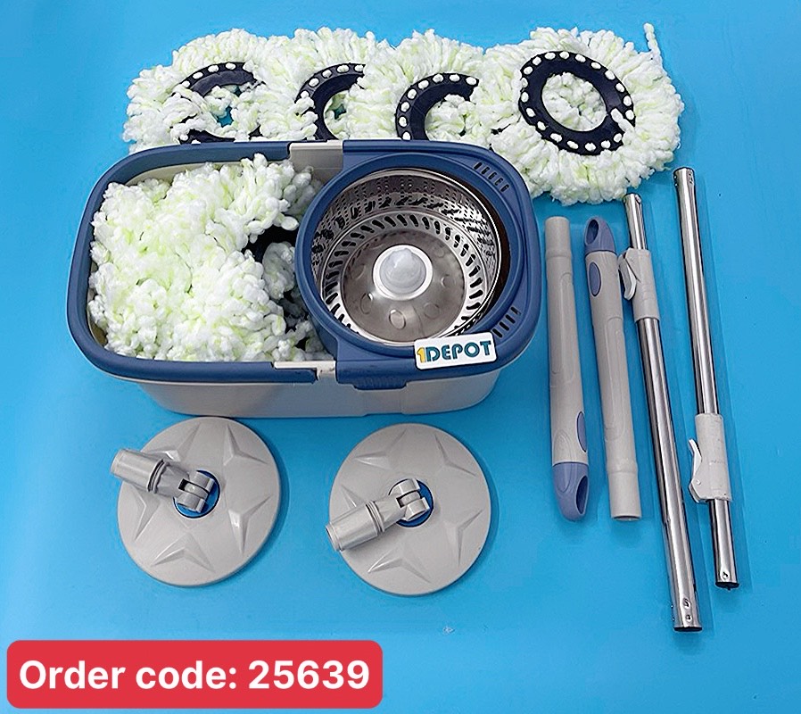 Bộ chổi lau nhà xoay 360 độ kèm chậu giặt và bông lau