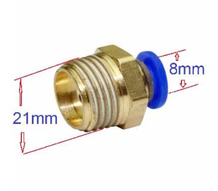 Đầu nối nhanh khí nén PC8 ren ngoài phi 21