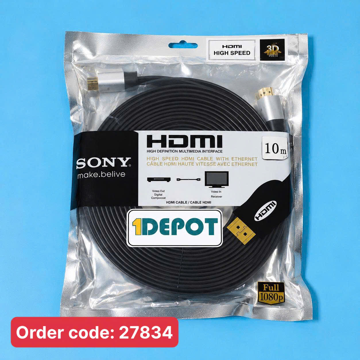 Dây cáp HDMI Sony dẹt, dài 10m