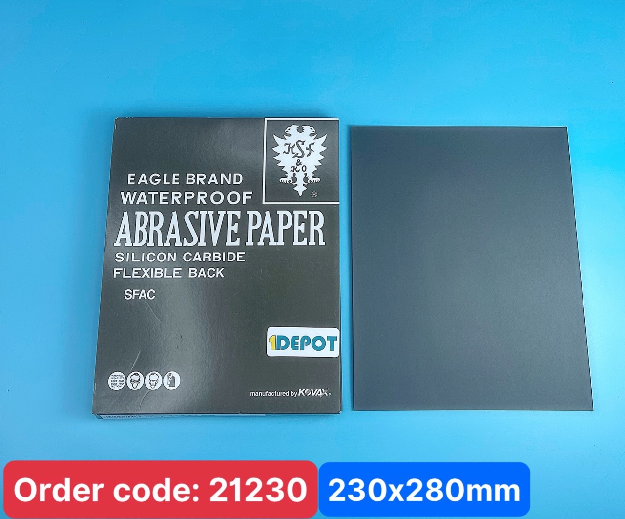 Giấy nhám tờ KOVAX P1200, kích thước 230mm x 280mm, độ mịn P1200 (100 tờ/hộp)
