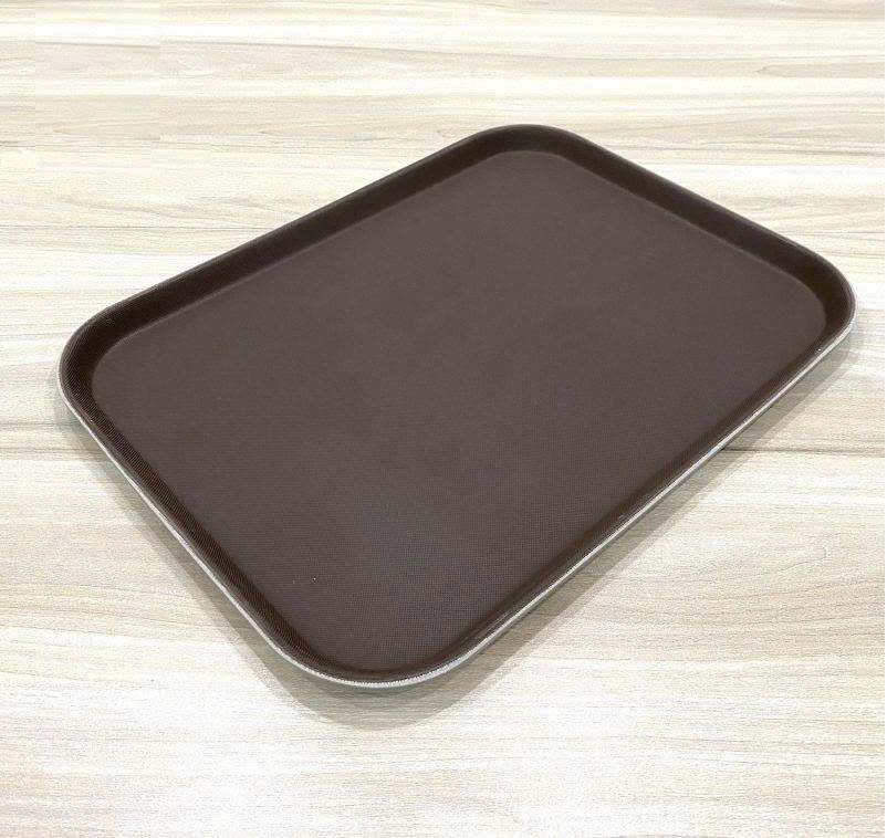 Khay nhựa phục vụ chống trượt hình chữ nhật, kích thước 35 x 45cm, màu nâu