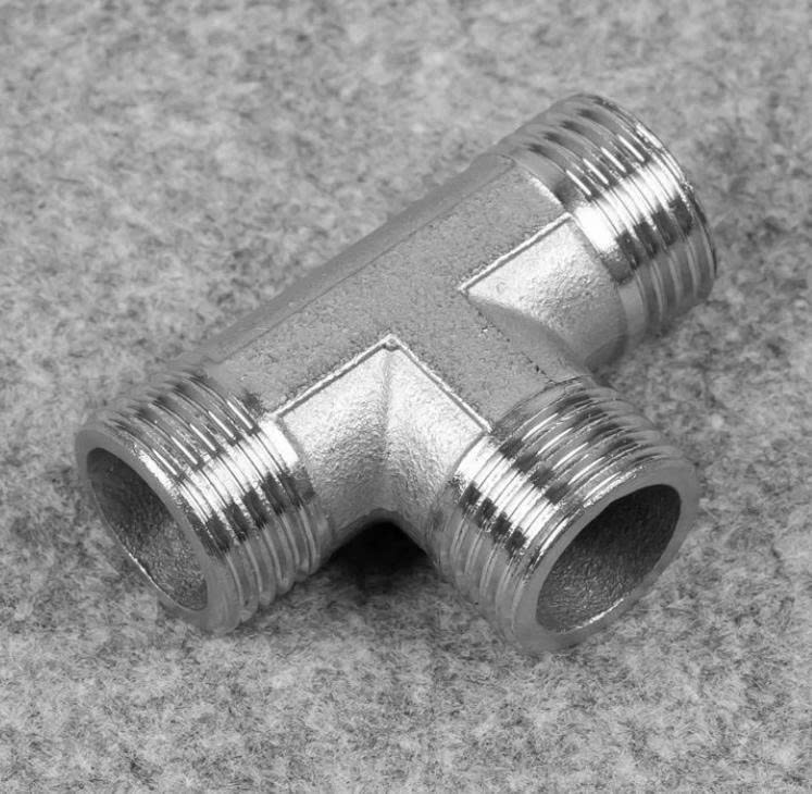 Nối T chia ống nước ren ngoài Ø21 inox 304