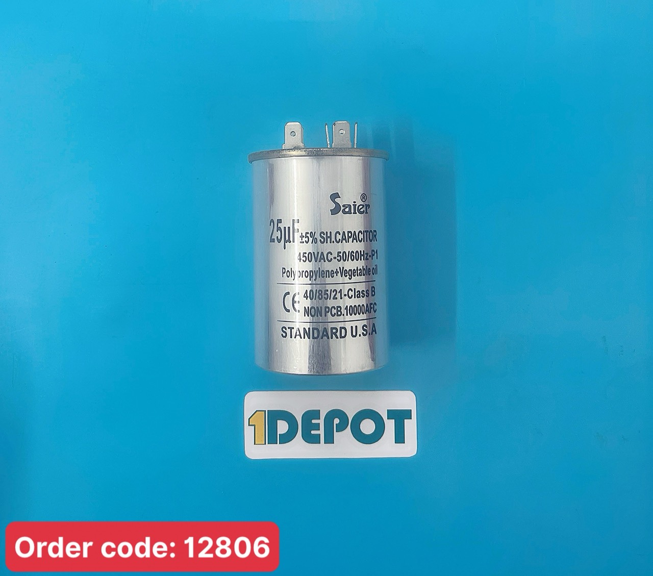 Tụ nhôm Saier CBB65 25µF dành cho máy lạnh